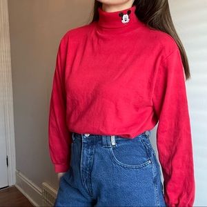 Vintage Disney Mickey Mouse red turtleneck
